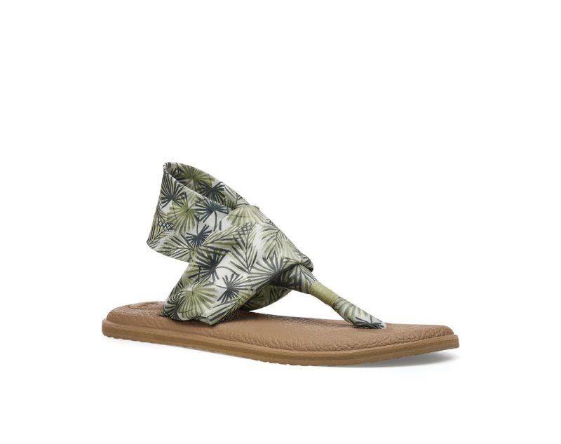 Sanuk Yoga Slings 2 Tropical Vegan Women's Sandals Olive | Canada 13MQZ